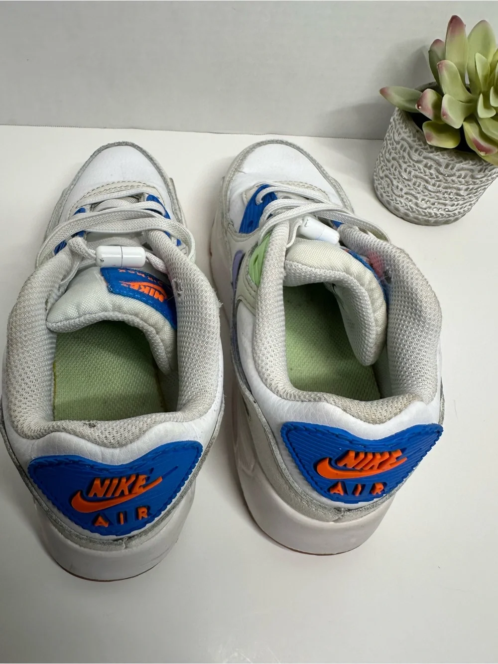 Nike Kids Air Max Sneakers - White with Blue, Green & Orange Accents